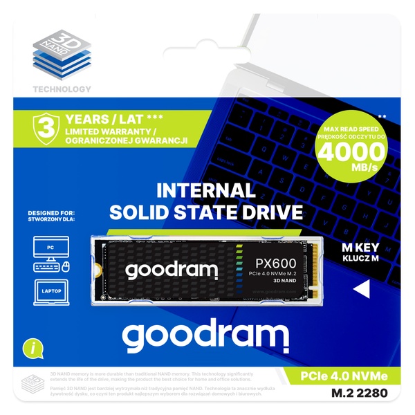 Накопичувач SSD 500GB Goodram PX600 M.2 2280 PCIe 4.0 x4 NVMe 3D TLC (SSDPR-PX600-500-80) SSDPR-PX600-500-80 фото