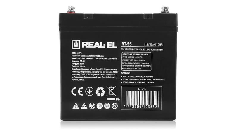 Акумуляторна батарея REAL-EL 12V 55AH (EL122220002) AGM EL122220002 фото