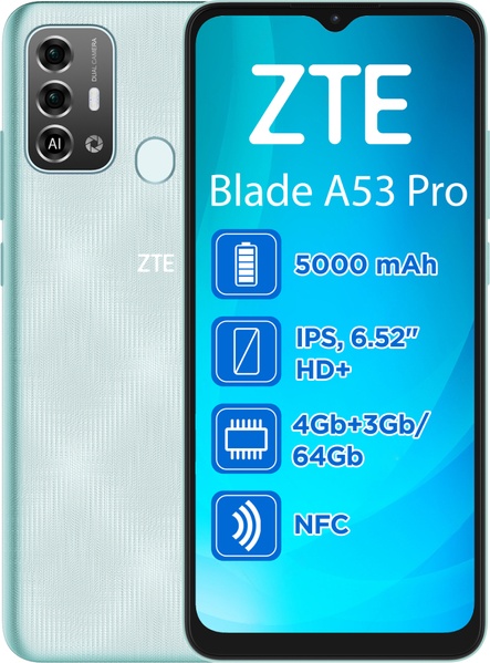 Смартфон ZTE Blade A53 Pro 4/64GB Dual Sim Green Blade A53 Pro 4/64GB Green фото