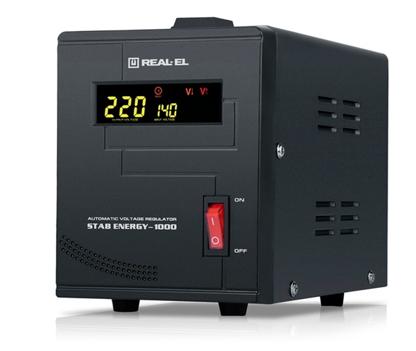 Стабілізатор REAL-EL Stab Energy-1000 Black EL122400012 фото