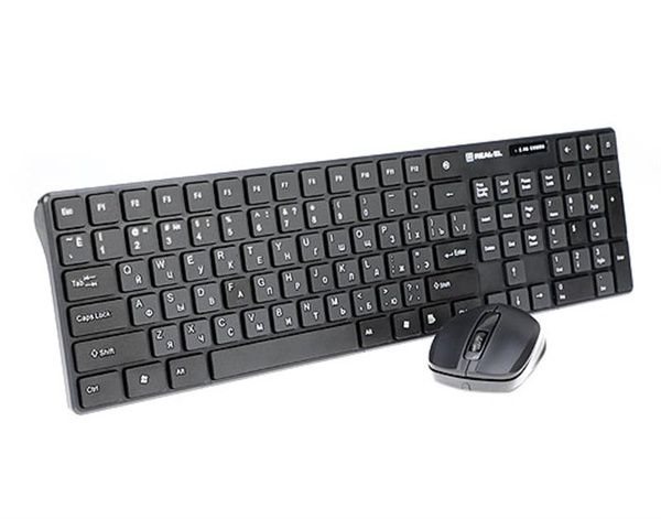 Комплект (клавіатура, мишка) бездротовий REAL-EL Comfort 9010 Kit Black USB EL123100034 фото