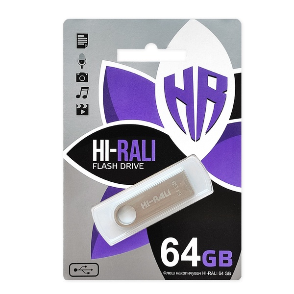 Флеш-накопичувач USB 64GB Hi-Rali Shuttle Series Silver (HI-64GBSHSL) HI-64GBSHSL фото