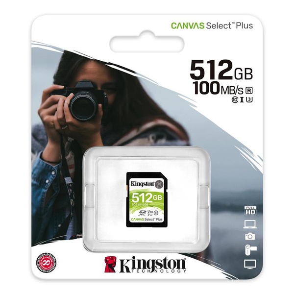 Карта пам`яті SDXC 512GB UHS-I/U3 Class 10 Kingston Canvas Select Plus R100/W85MB/s (SDS2/512GB) SDS2/512GB фото