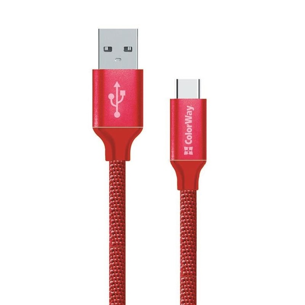Кабель ColorWay USB-USB-C, 2.4А, 2м Red (CW-CBUC008-RD) CW-CBUC008-RD фото