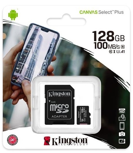 Карта пам`яті MicroSDXC 128GB UHS-I Class 10 Kingston Canvas Select Plus R100MB/s + SD-адаптер (SDCS2/128GB) SDCS2/128GB фото