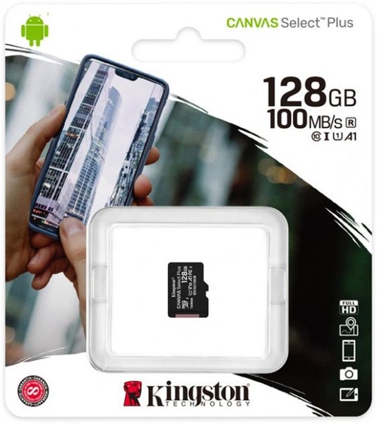 Карта пам`яті MicroSDXC 128GB UHS-I Class 10 Kingston Canvas Select Plus R100MB/s (SDCS2/128GBSP) SDCS2/128GBSP фото