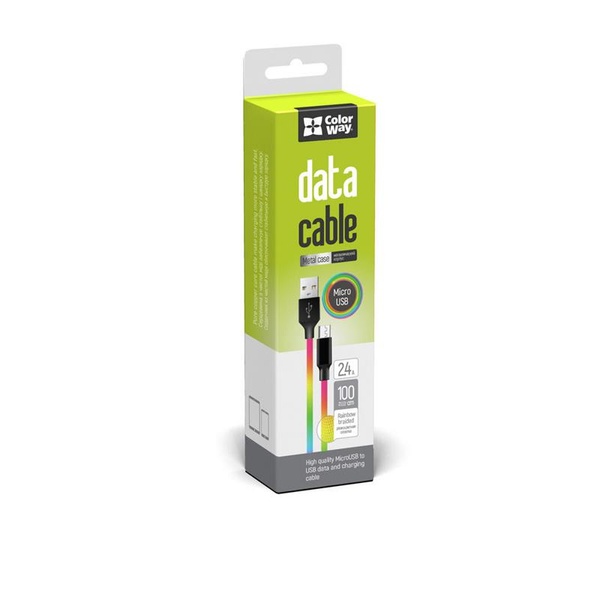 Кабель ColorWay USB-microUSB, 2.4А, 1м, Multicolor (CW-CBUM017-MC) CW-CBUM017-MC фото