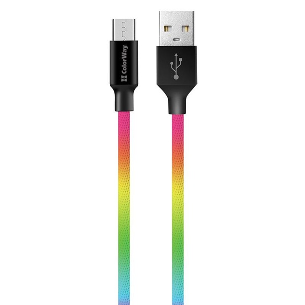Кабель ColorWay USB-microUSB, 2.4А, 1м, Multicolor (CW-CBUM017-MC) CW-CBUM017-MC фото
