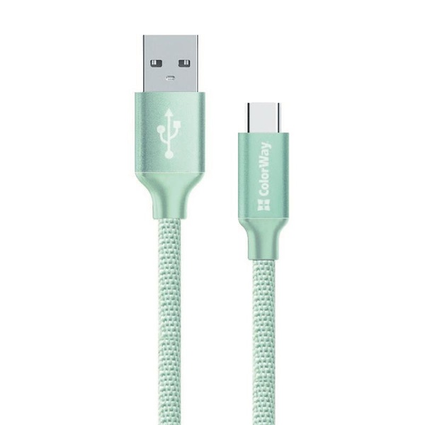 Кабель ColorWay USB-USB-C, 2.4А, 2м Mint (CW-CBUC008-MT) CW-CBUC008-MT фото