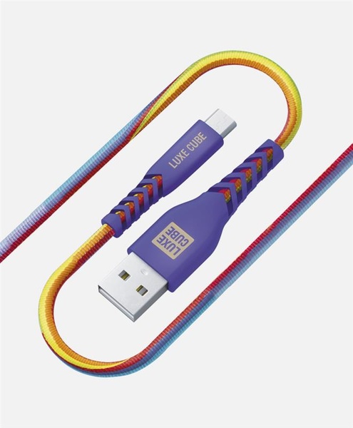 Кабель Luxe Cube Kevlar USB-microUSB, 1.2м, веселка (8886668686259) 8886668686259 фото