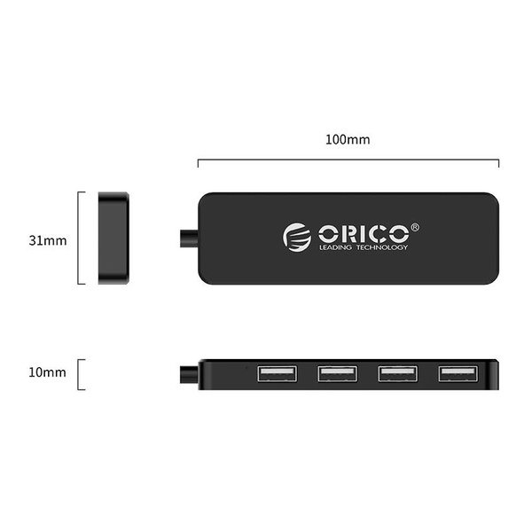 Концентратор USB2.0 Orico FL01-BK-BP 4хUSB2.0 Black (CA913237) CA913237 фото