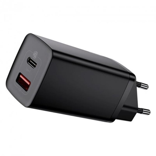 Мережевий зарядний пристрій Baseus GaN2 Lite Quick Charger (1USB, 1Type-C) QC/PD, 5A, 65W Black (CCGAN2L-B01) CCGAN2L-B01 фото