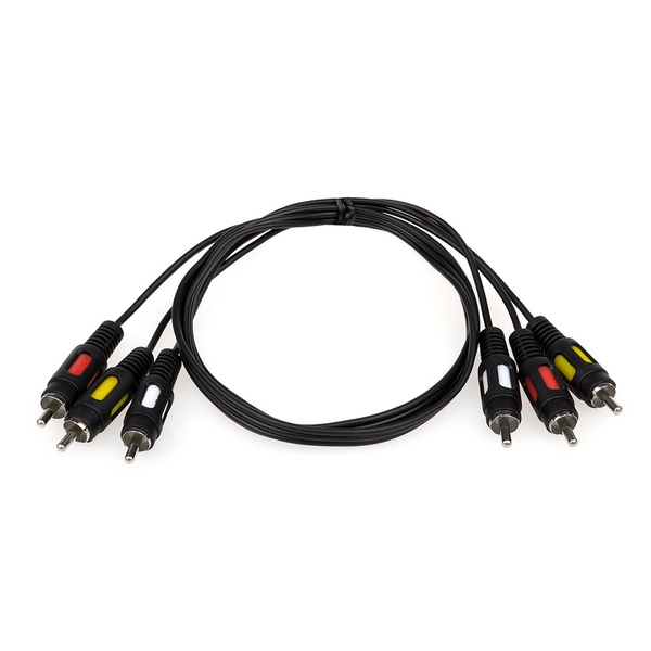 Аудіо-кабель Atcom 3хRCA - 3хRCA (M/M), 0.8 м, чорний (10808) пакет 10808 фото