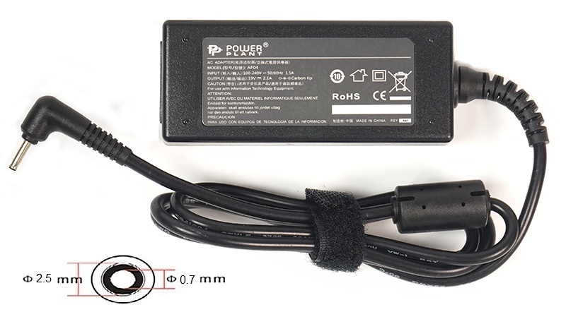 Блок живлення PowerPlant для ноутбука Asus 220V, 19V 40W 2.1A, 2.5х0.7мм (AS40F2507) AS40F2507 фото