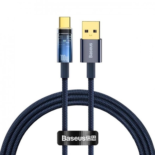 Кабель Baseus Explorer USB-USB Type-C, 5A, 100W, 1м Blue (CATS000203) CATS000203 фото