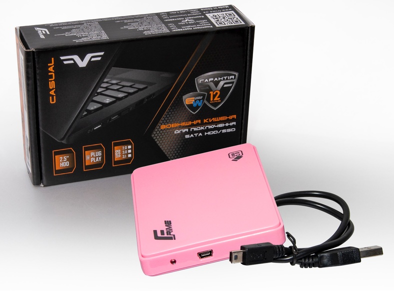 Зовнішня кишеня Frime SATA HDD/SSD 2.5", USB 2.0, Plastic, Pink (FHE12.25U20) FHE12.25U20 фото
