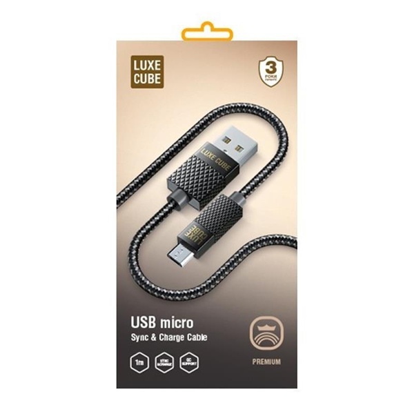 Кабель Luxe Cube Premium USB-microUSB, 1м, сірий (8886668686167) 8886668686167 фото