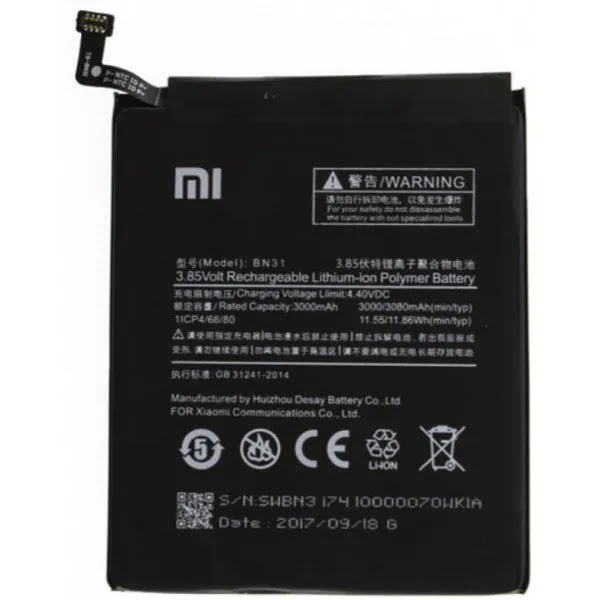 АКБ Xiaomi Mi 5X/Mi A1/Redmi Note 5A/Redmi S2 (BN31) (оригінал 100%, тех. упаковка) (A18888) A18888 фото
