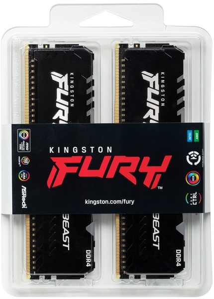 Модуль пам`яті DDR4 2x16GB/3200 Kingston Fury Beast RGB (KF432C16BB1AK2/32) KF432C16BB1AK2/32 фото