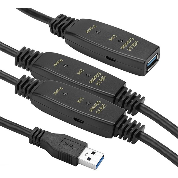Активний подовжувач PowerPlant USB 3.0 AM-AF, 20 м (CA912865) чорний CA912865 фото