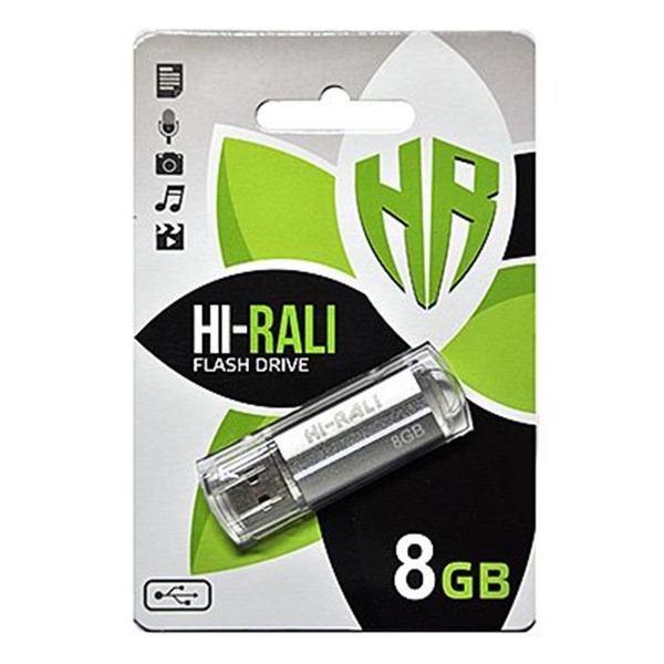 Флеш-накопичувач USB 8GB Hi-Rali Corsair Series Silver (HI-8GBCORSL) HI-8GBCORSL фото