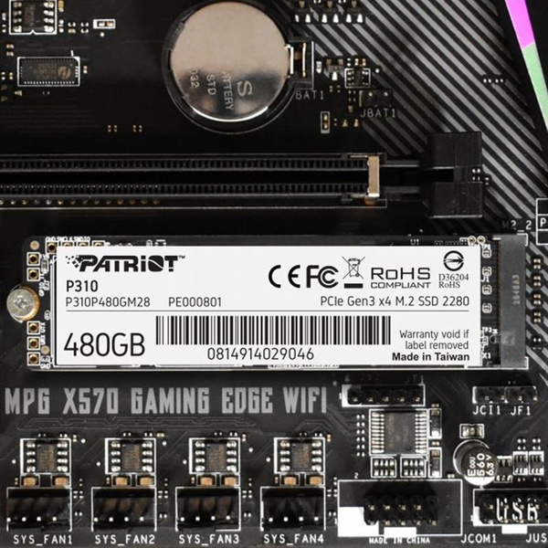 Накопичувач SSD 480GB Patriot P310 M.2 2280 PCIe NVMe 3.0 x4 TLC (P310P480GM28) P310P480GM28 фото