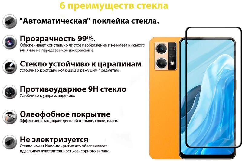 Захисне скло BeCover для Oppo Reno7 Black (707605) 707605 фото