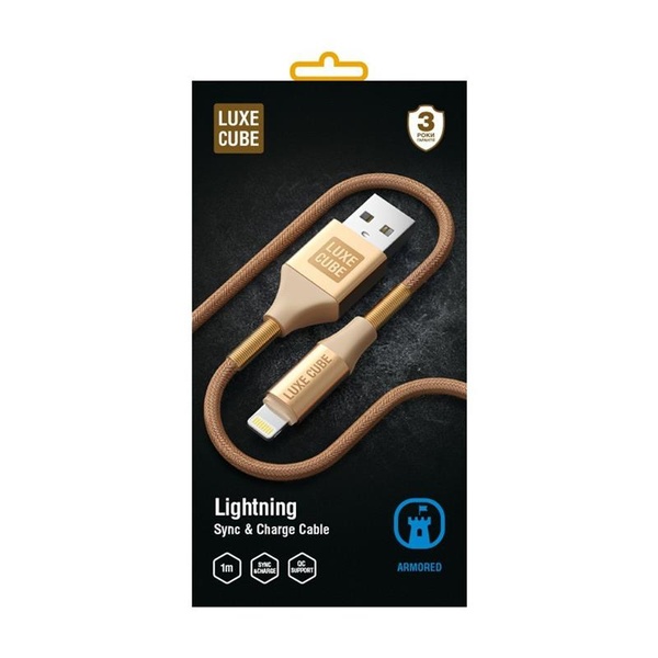 Кабель Luxe Cube Armored USB-Lightning, 1м, золотий (8886668670012) 8886668670012 фото