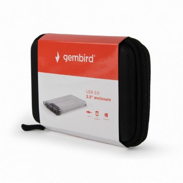 Зовнішня кишеня Gembird для підключення SATA HDD 2.5", USB 3.0, пластик, Transparent (EE2-U3S9-6) EE2-U3S9-6 фото
