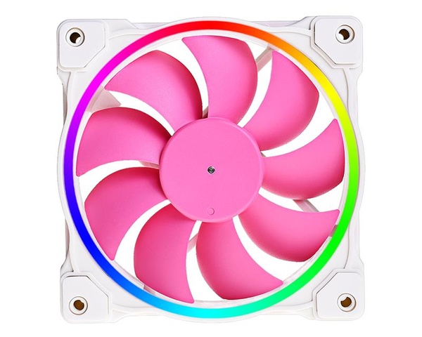 Вентилятор ID-Cooling ZF-12025-PINK ARGB (Single Pack), 120x120x25мм, 4-pin PWM, білий з рожевим ZF-12025-PINK фото
