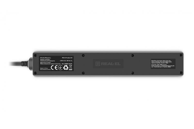 Фільтр живлення REAL-EL RS-6 Protect M 5м Black (EL122300036) EL122300036 фото