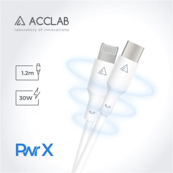 Кабель ACCLAB PwrX USB Type-C-Lightning 1.2 м 30W White (1283126559556) 1283126559556 фото