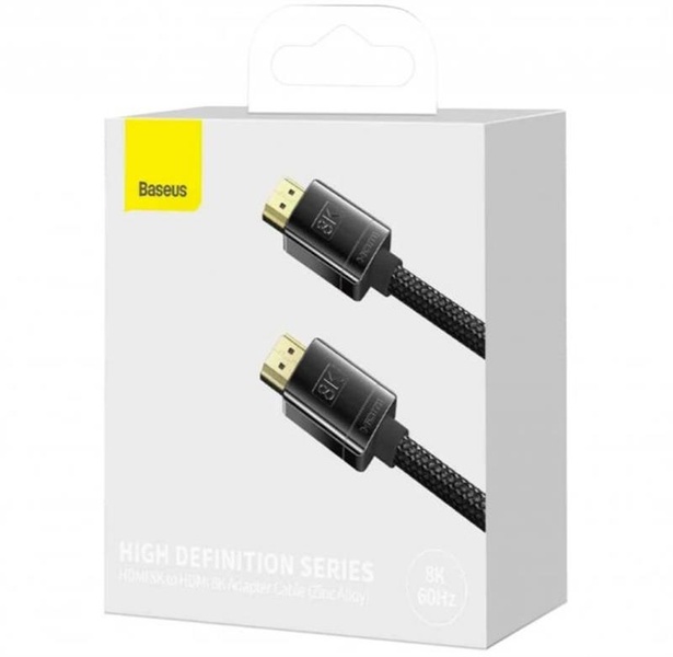 Кабель Baseus High Definition (Zinc alloy) HDMI - HDMI V 2.1, (M/M), 1 м, Black (WKGQ000001) WKGQ000001 фото
