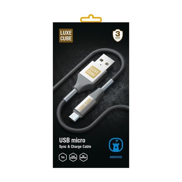 Кабель Luxe Cube Armored USB-microUSB, 1м, сірий (8886668686105) 8886668686105 фото