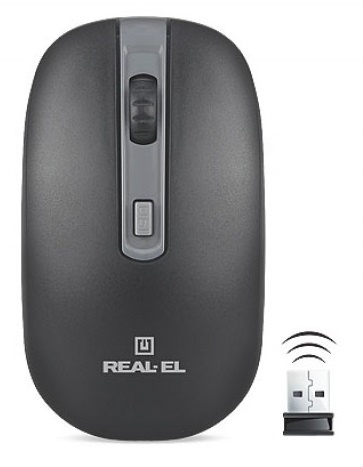Мишка бездротова REAL-EL RM-303 Black/Grey USB EL123200021 фото
