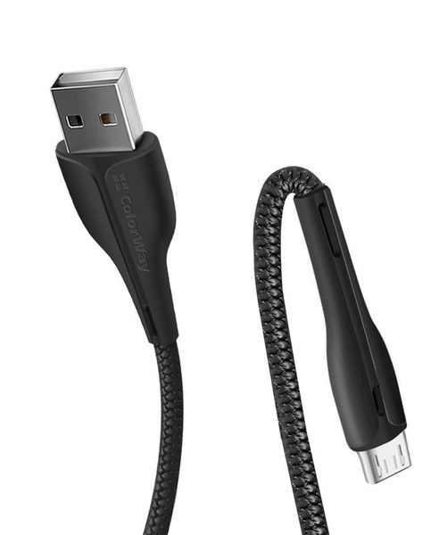 Кабель ColorWay USB-MicroUSB, 2.4А, 1м, PVC + Led, Black (CW-CBUM034-BK) CW-CBUM034-BK фото