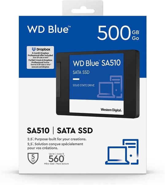 Накопичувач SSD 500GB WD Blue 2.5" SATAIII 3D TLC (WDS500G3B0A) WDS500G3B0A фото