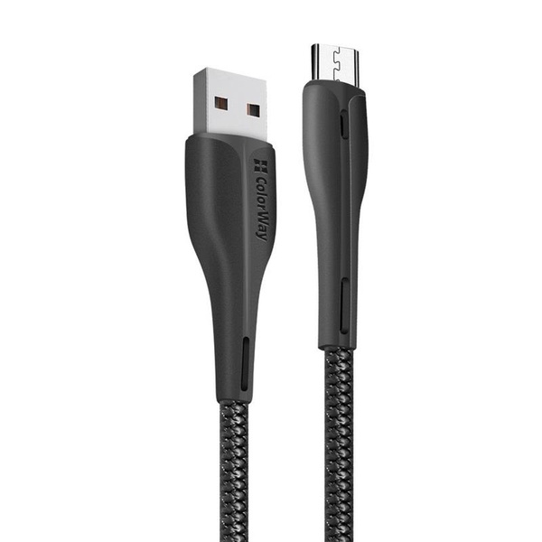 Кабель ColorWay USB-MicroUSB, 2.4А, 1м, PVC + Led, Black (CW-CBUM034-BK) CW-CBUM034-BK фото