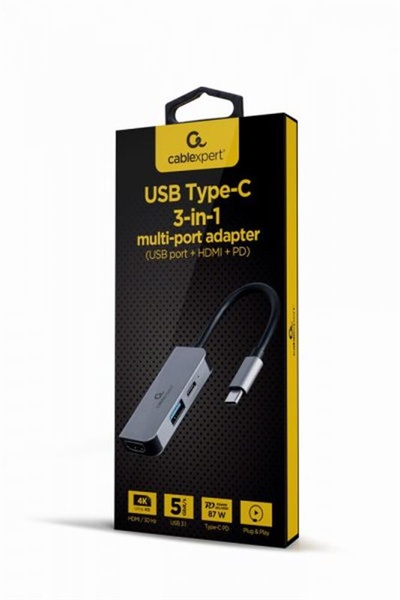Док-станція Cablexpert USB-C 3-в-1 (A-CM-COMBO3-02) USB/HDMI/PD A-CM-COMBO3-02 фото