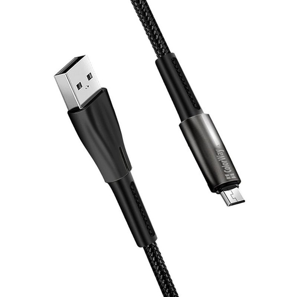 Кабель ColorWay USB-MicroUSB, 2.4А, 1м, Zinc Alloy + Led, Black (CW-CBUM035-BK) CW-CBUM035-BK фото