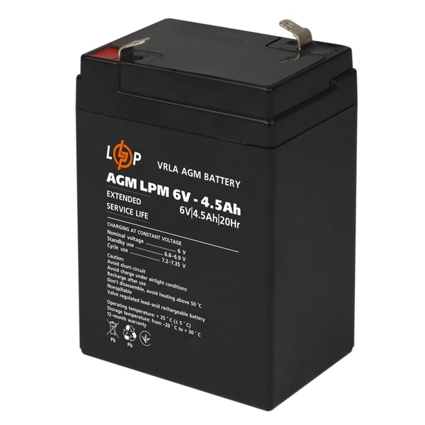 Акумуляторна батарея LogicPower LPM 6V 4.5AH (LPM 6 - 4.5 AH) AGM LP3860 фото