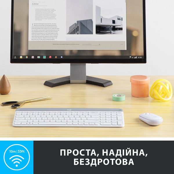 Комплект (клавіатура, мишка) бездротовий Logitech MK470 White USB (920-009205) 920-009205 фото