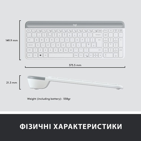 Комплект (клавіатура, мишка) бездротовий Logitech MK470 White USB (920-009205) 920-009205 фото