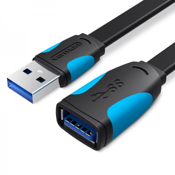 Подовжувач Vention Flat USB-USB 1.5m, Black (VAS-A13-B150) VAS-A13-B150 фото