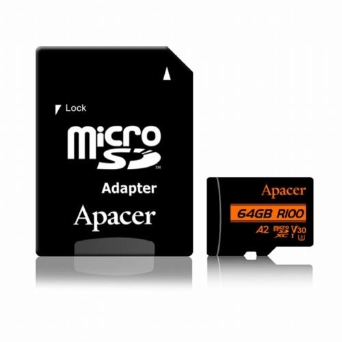 Карта пам`ятi MicroSDXC 64GB UHS-I/U3 Class 10 Apacer (AP64GMCSX10U8-R) + SD адаптер AP64GMCSX10U8-R фото