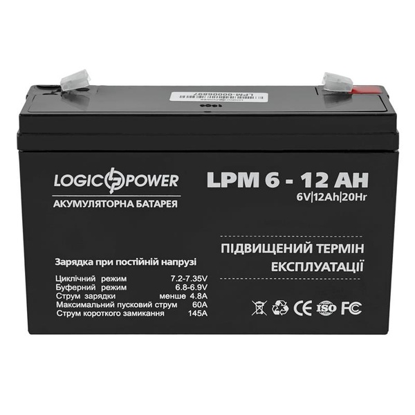 Акумуляторна батарея LogicPower LPM 6V 12AH (LPM 6 - 12 AH) AGM LP4159 фото