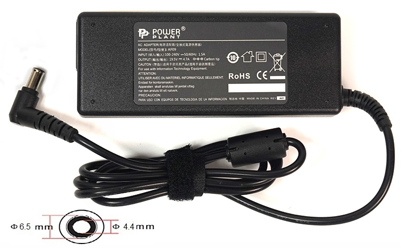 Блок живлення PowerPlant для ноутбука Sony 220V, 19.5V 92W 4.74A, 6.5х4.4мм (SO92G6544) SO92G6544 фото