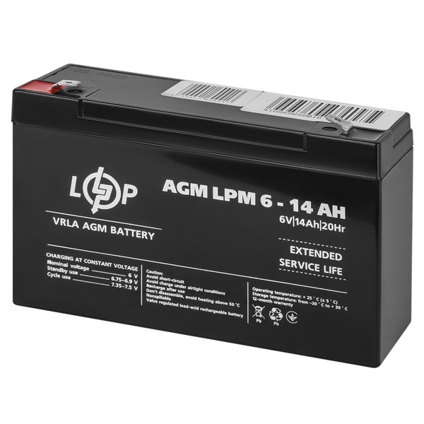 Акумуляторна батарея LogicPower LPM 6V 14AH (LPM 6 - 14 AH) AGM LP4160 фото