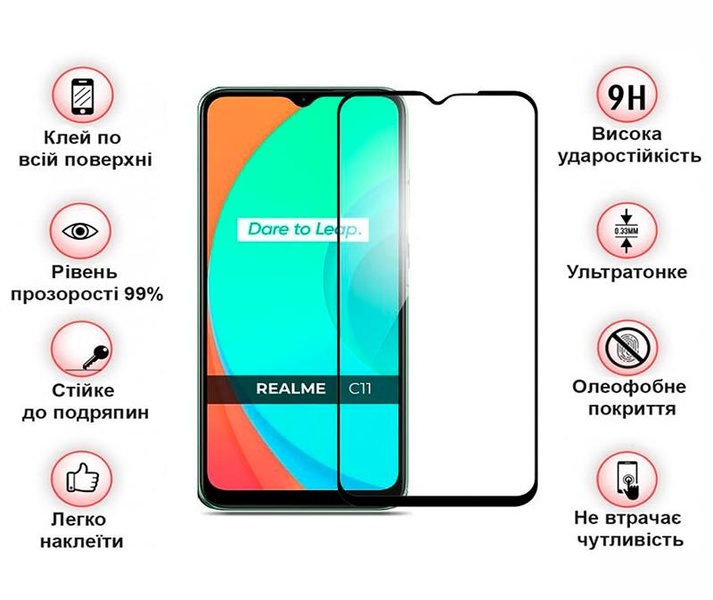 Захисне скло BeCover для Realme C11 2021 Black (708153) 708153 фото