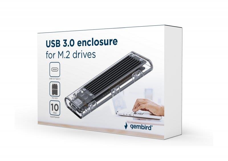Зовнішня кишеня Gembird для підключення SSD M.2, USB 3.0, алюміній, Black (EE2280-U3C-02) EE2280-U3C-02 фото